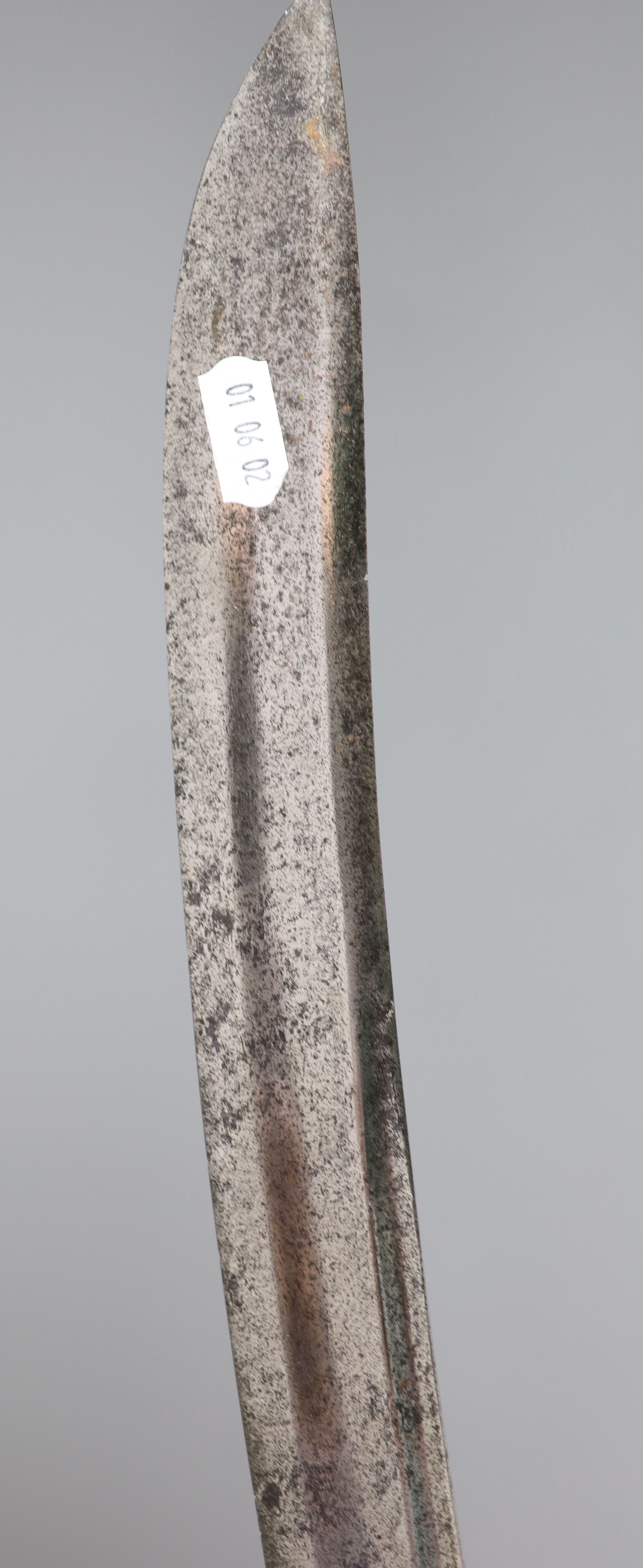 A late 17th century military hangar sword, length 34in.